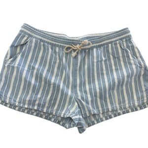 Aerie Shorts Womens Large Blue White Striped Drawstring Nautical‎ Coastal